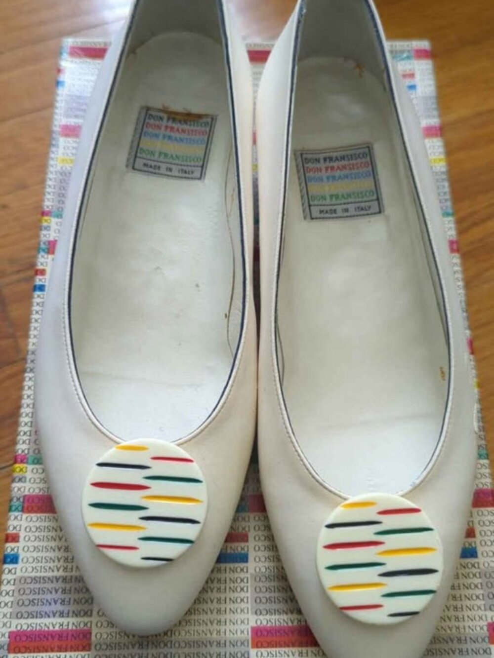 Vintage Don Fransisco cream leather ballet flats